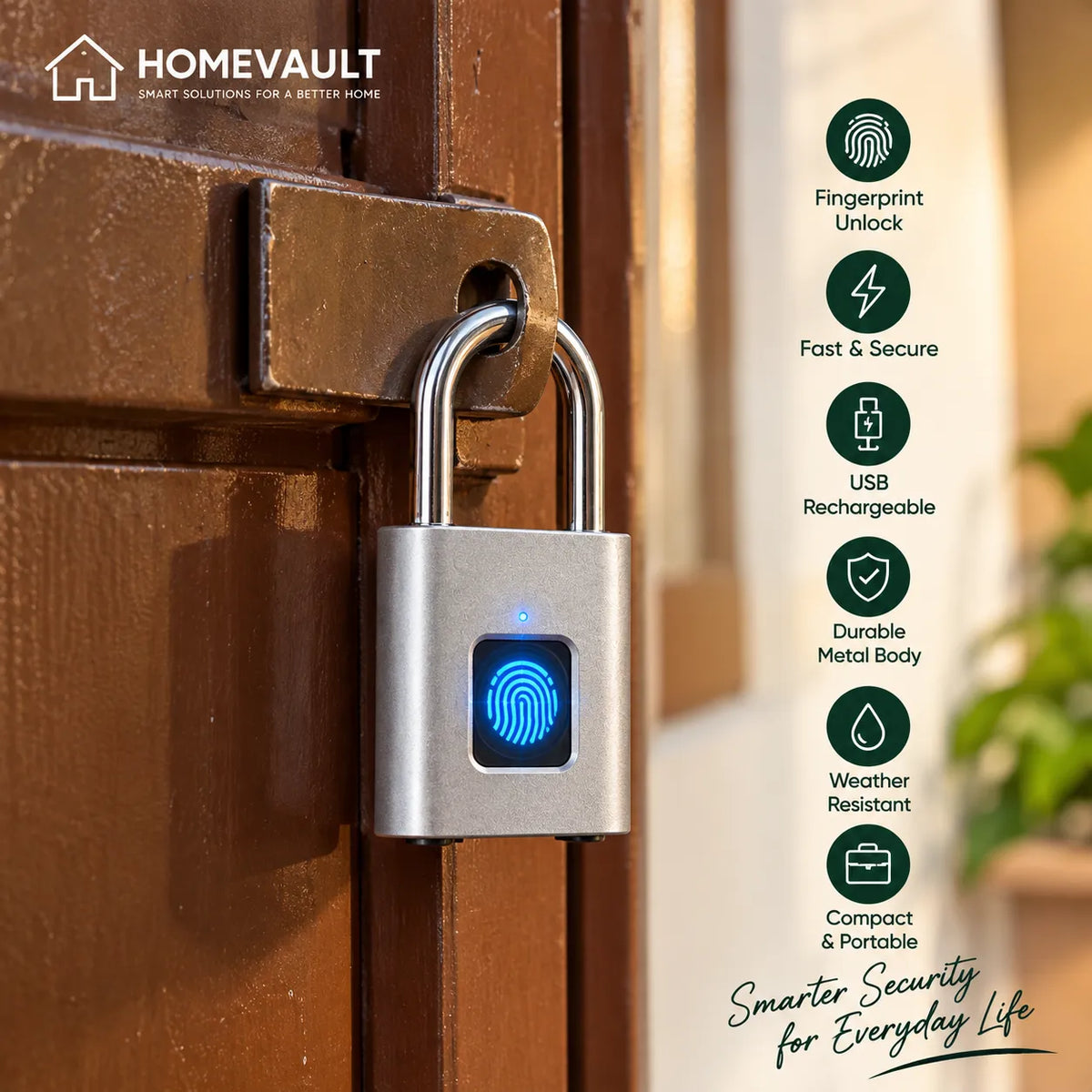 Smart Fingerprint Padlock ā Keyless USB Rechargeable Security Lock