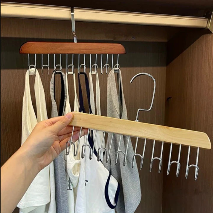 Multifunctional wooden hanger