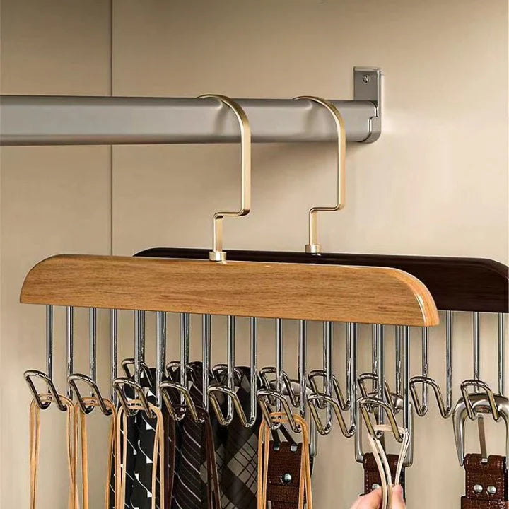 Multifunctional wooden hanger