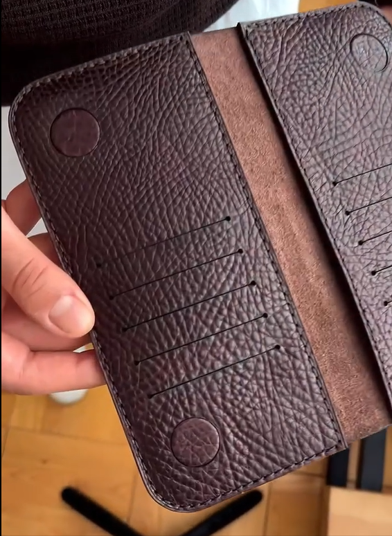 Handmade Bifold Leather Phone Wallet With Magnets