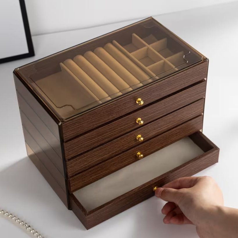 Luxury Wooden Jewelry Box With 5 Drawers