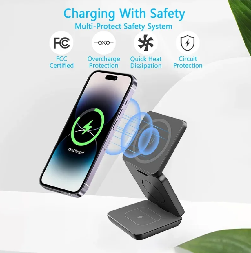 3 in 1 Foldable Magnetic Magsafe Wireless Charging Station