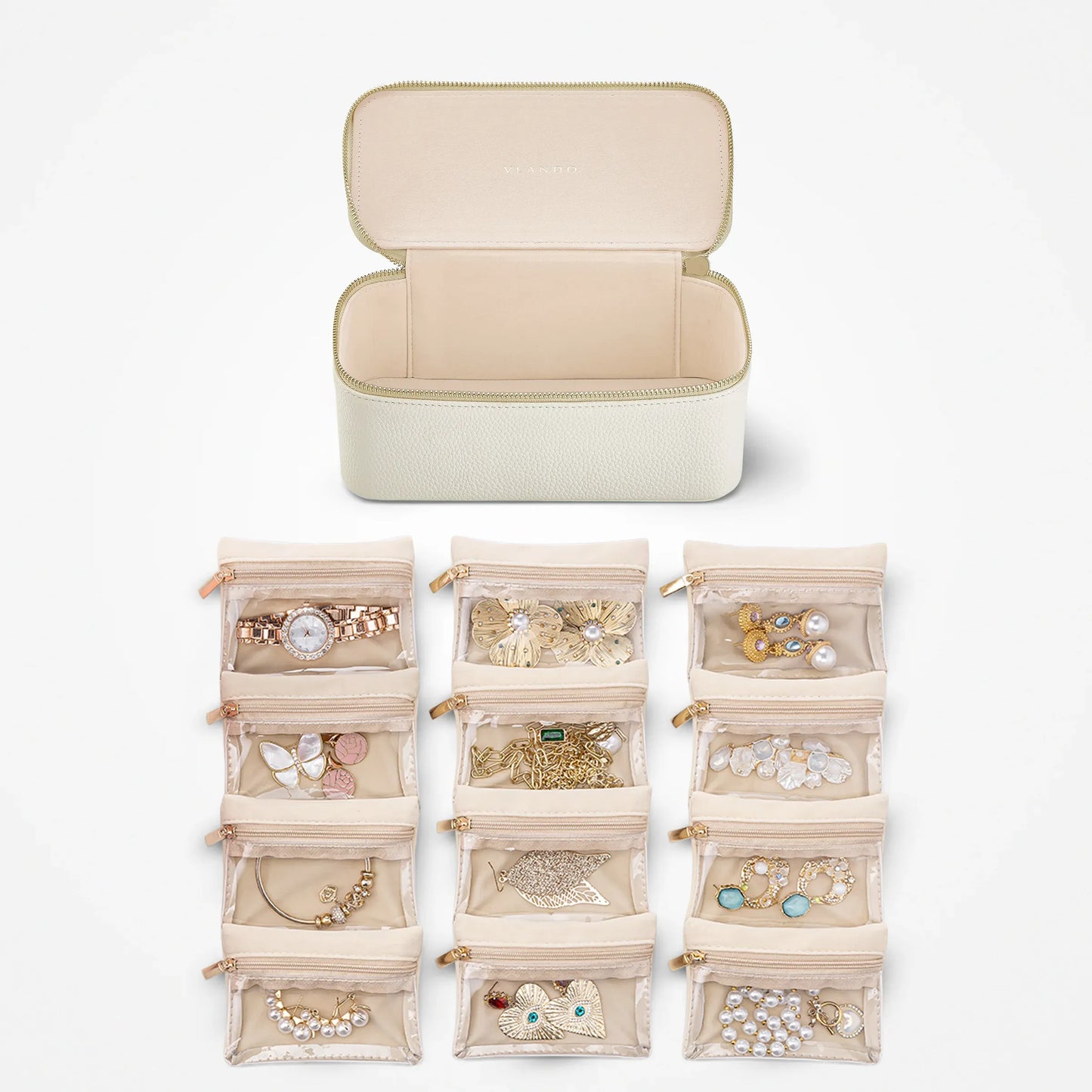 Vlando jewellery storage set With 10 pouches