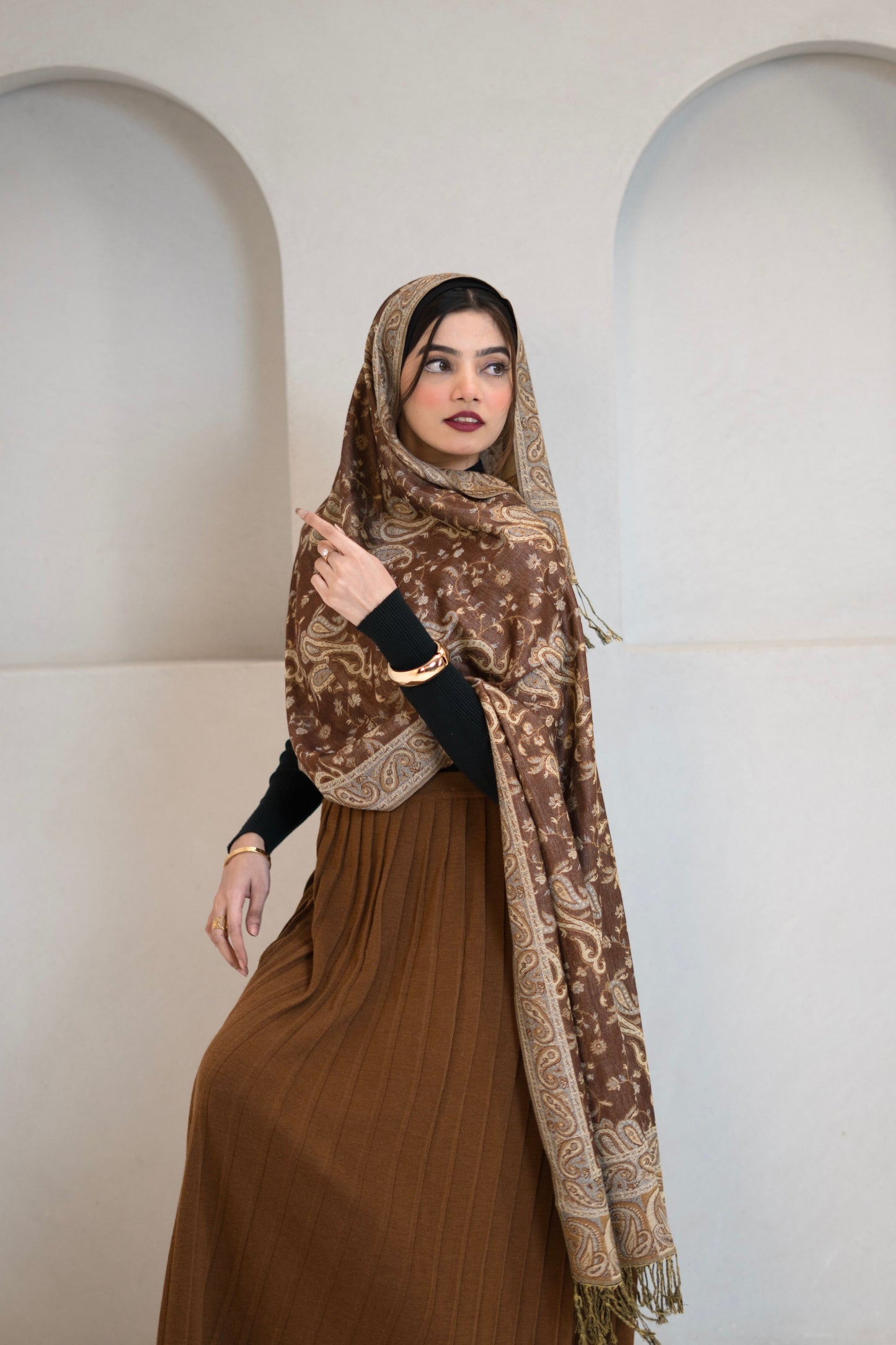 ✨Traditional Embroidered Pashmina Hijab 🌸