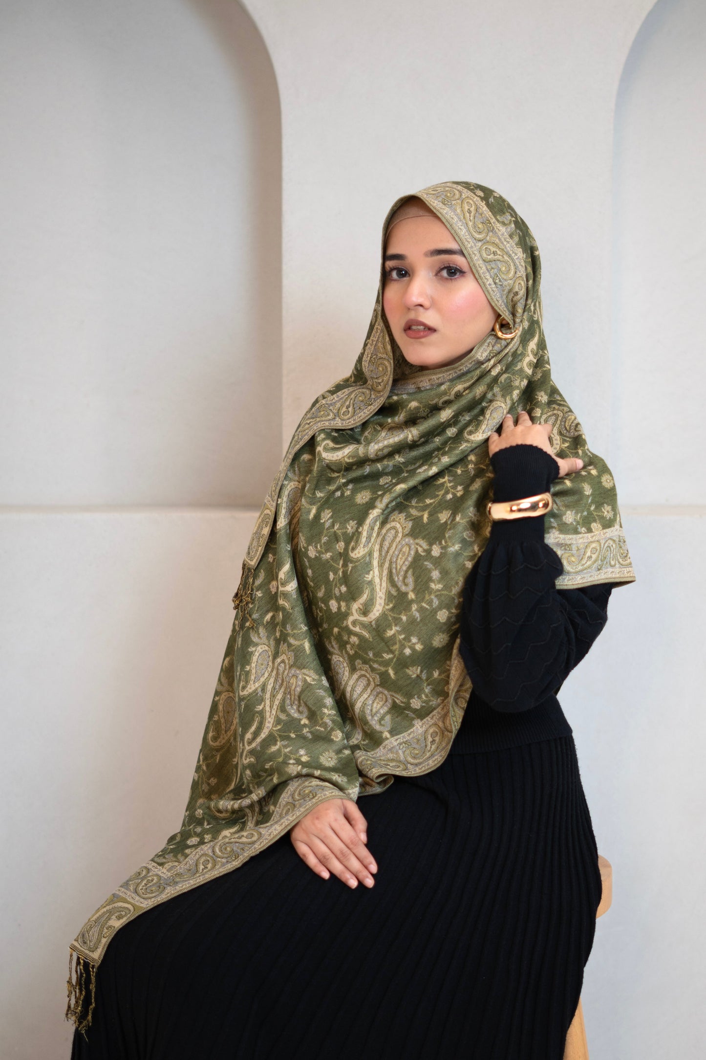 ✨Traditional Embroidered Pashmina Hijab 🌸