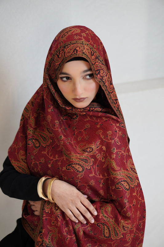 ✨Traditional Embroidered Pashmina Hijab 🌸