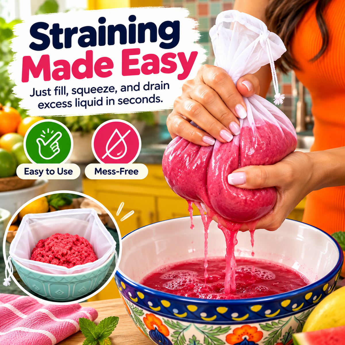 Squeezing mesh bags