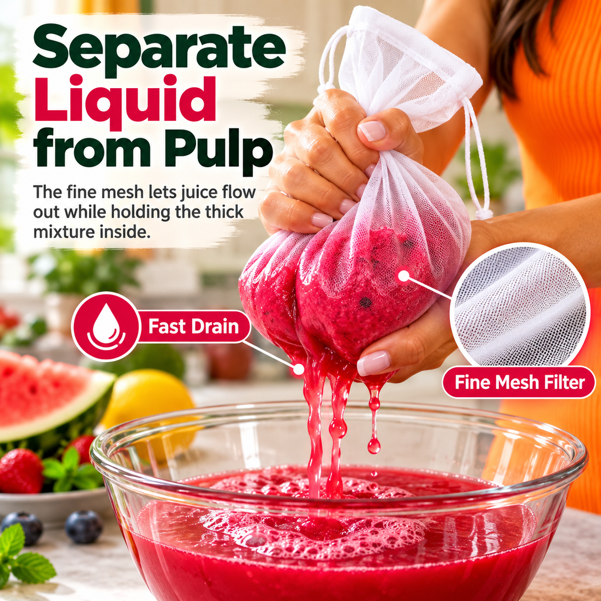 Squeezing mesh bags