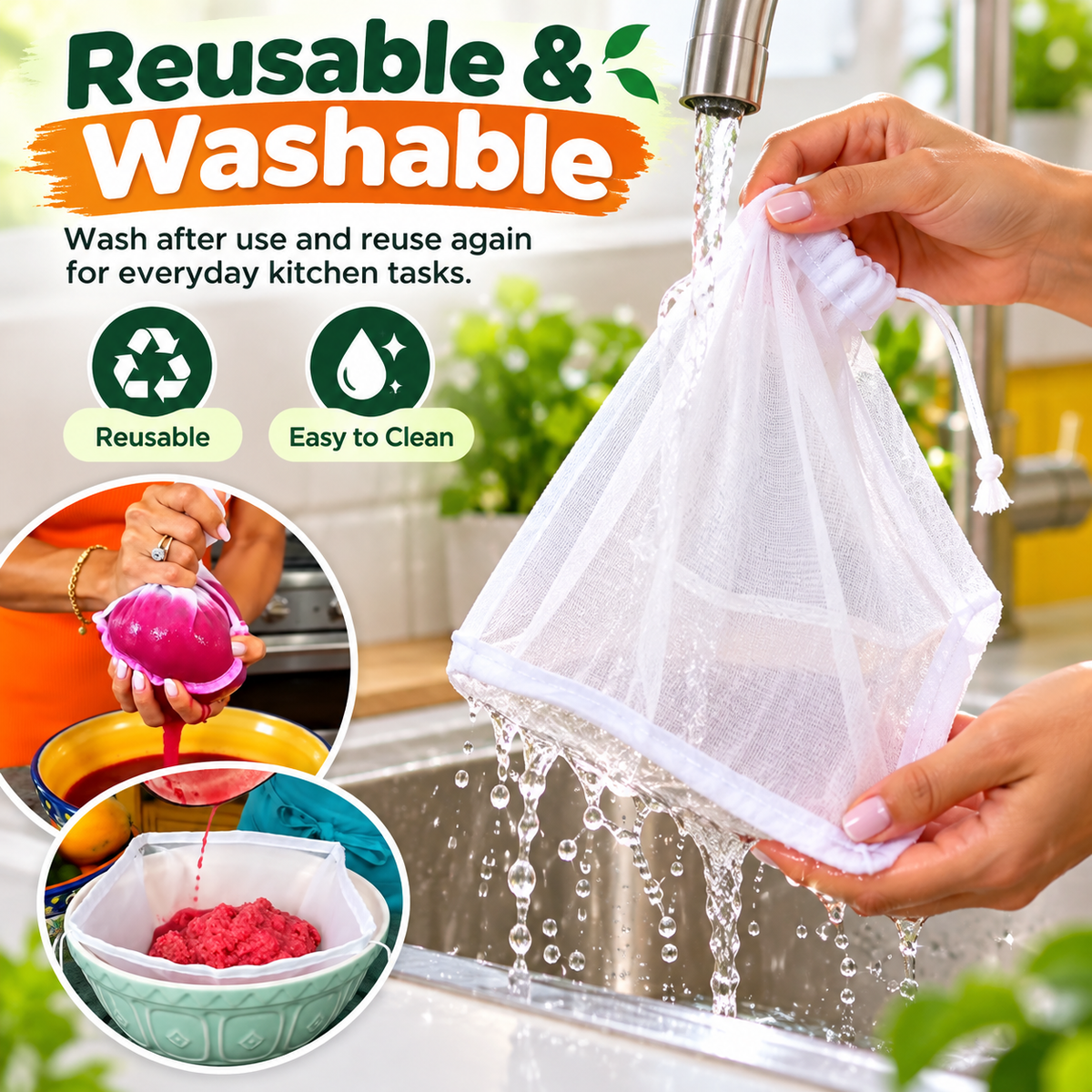 Squeezing mesh bags
