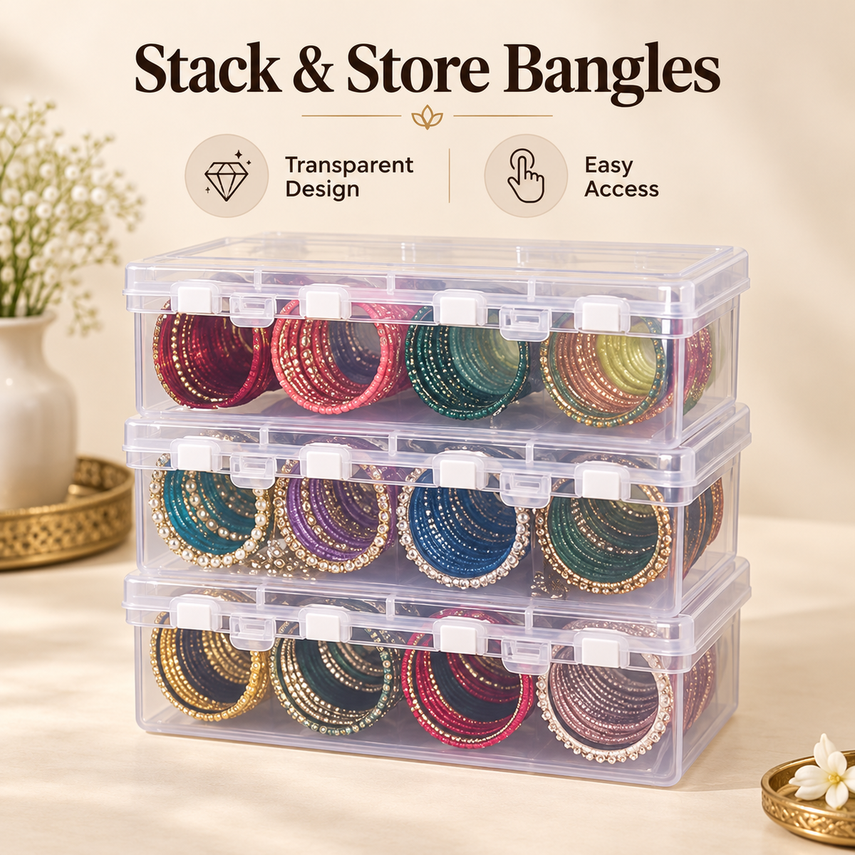 Portable bangles Organizer Grid Box