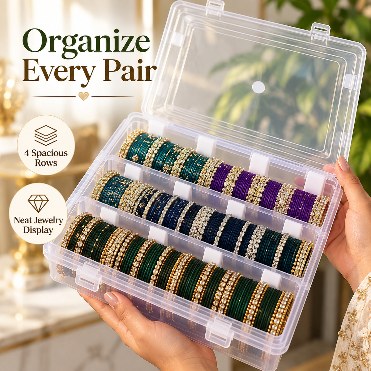 Portable bangles Organizer Grid Box
