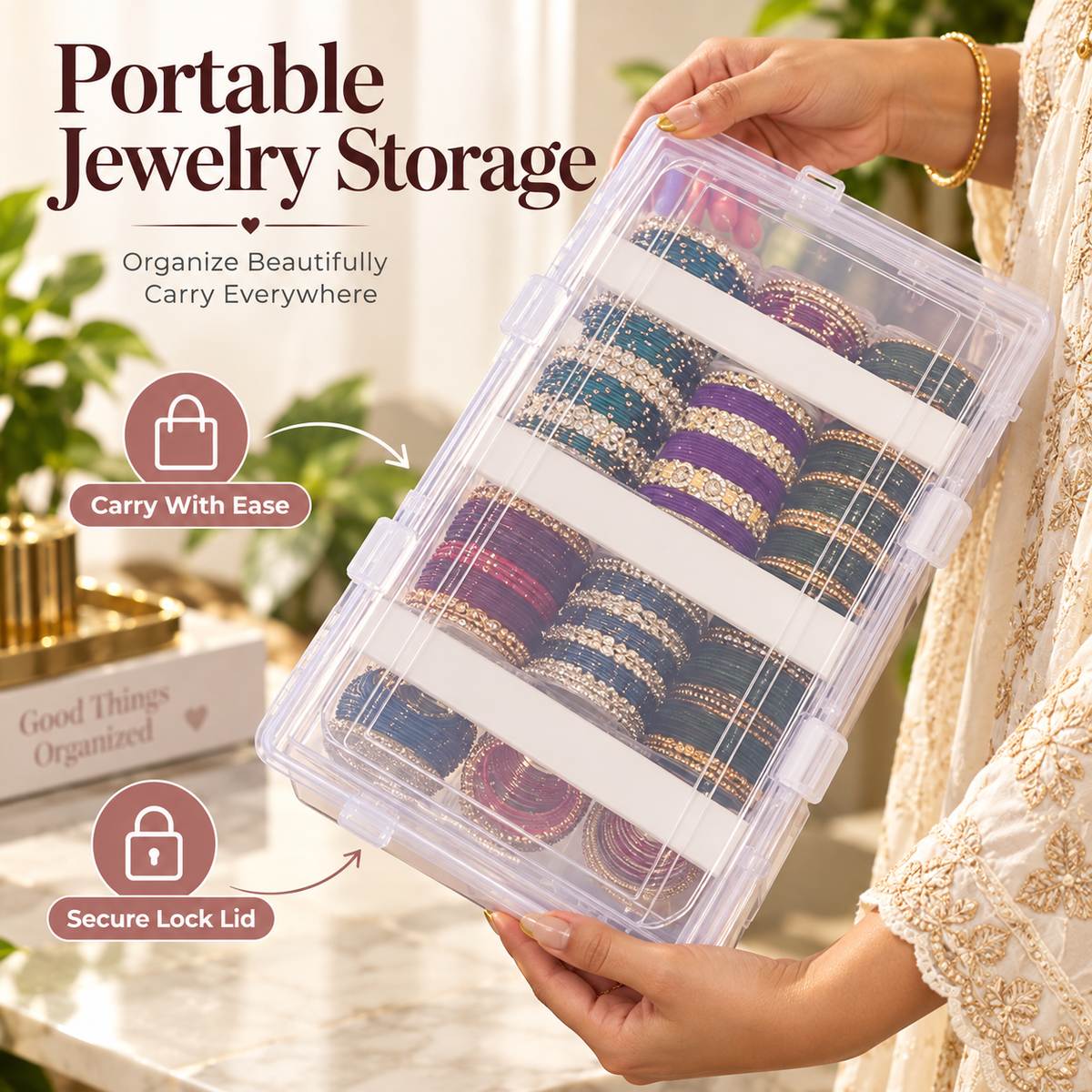 Portable bangles Organizer Grid Box
