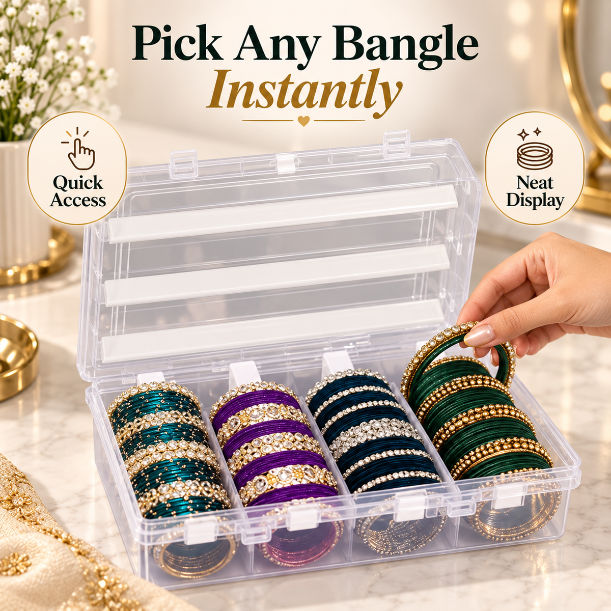 Portable bangles Organizer Grid Box