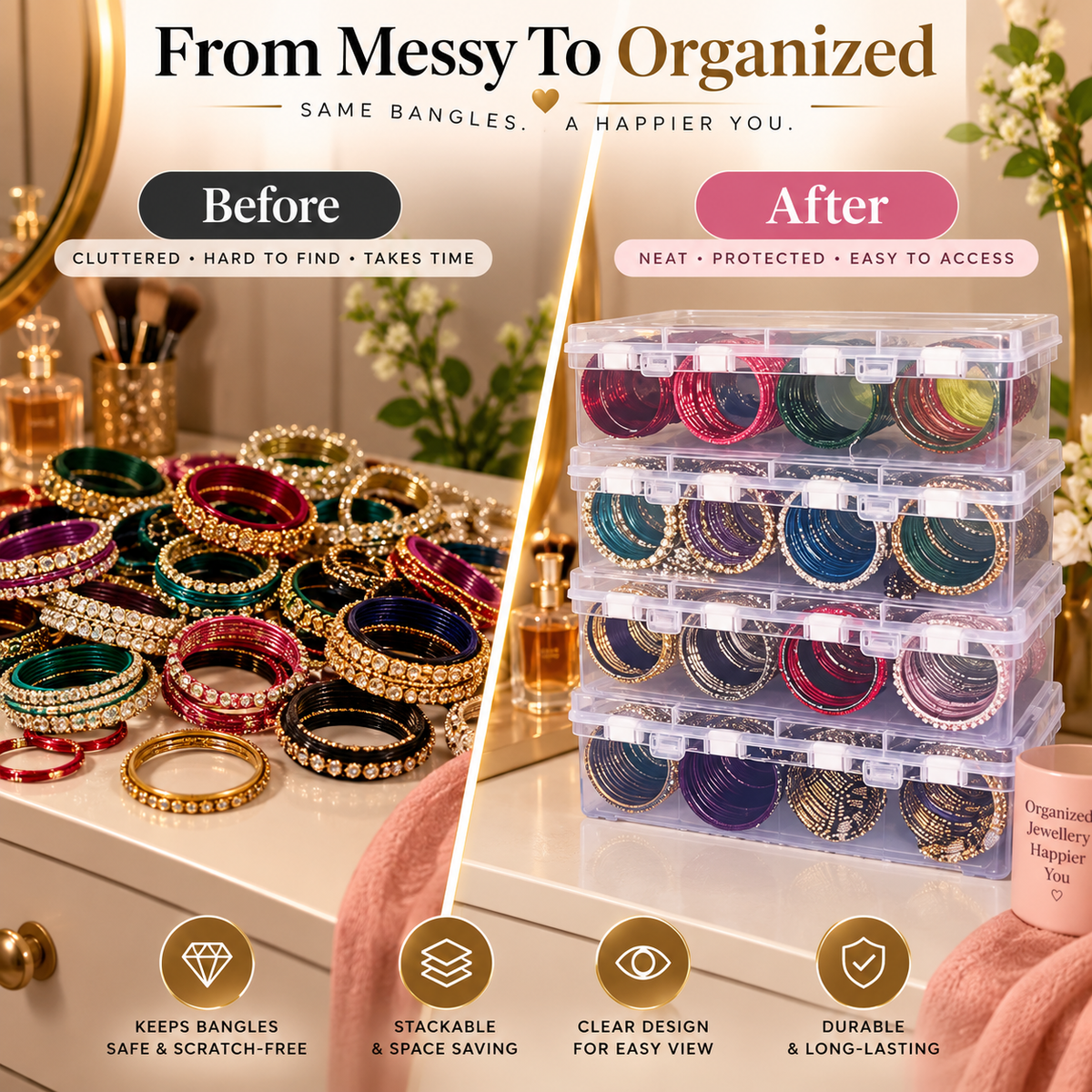 Portable bangles Organizer Grid Box