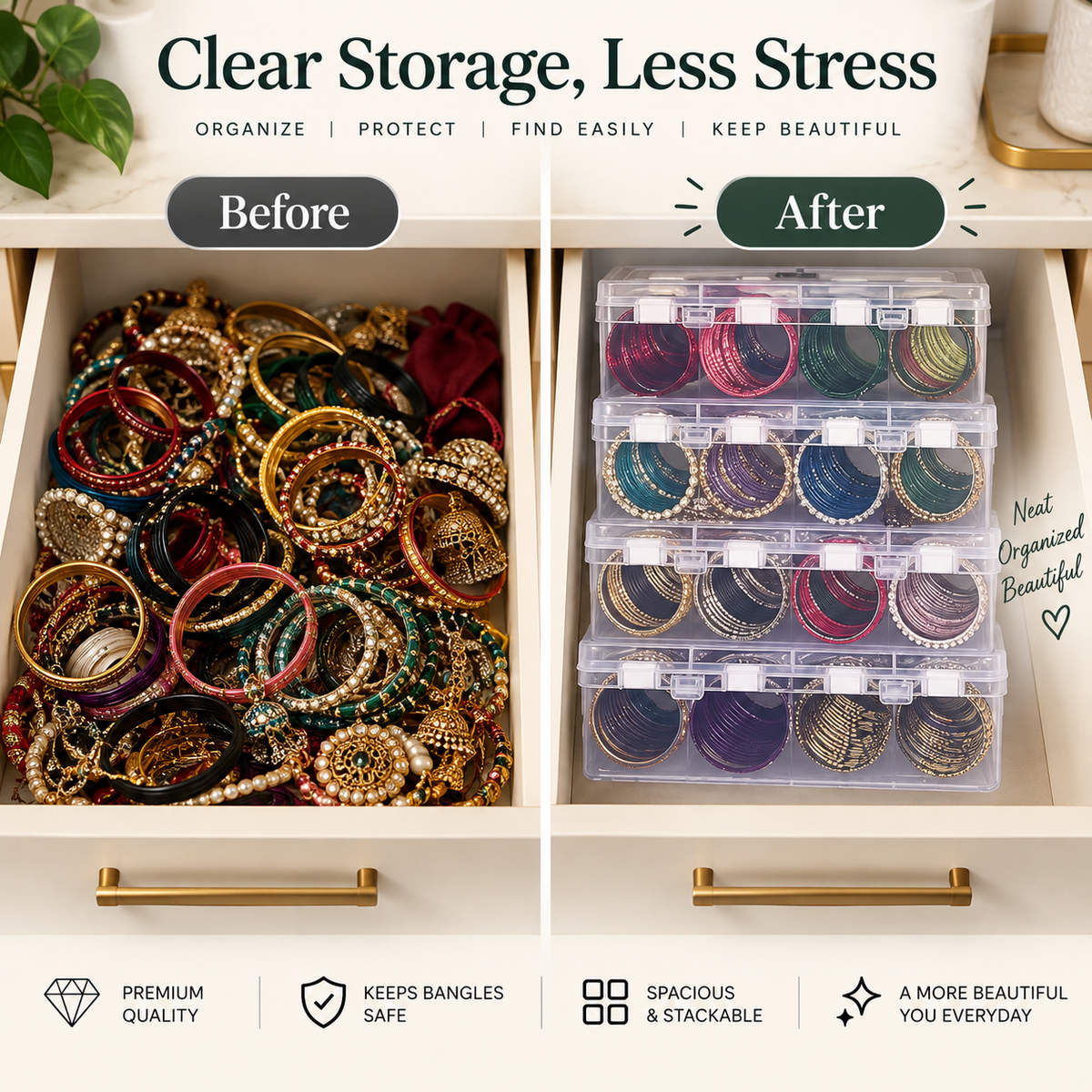 Portable bangles Organizer Grid Box