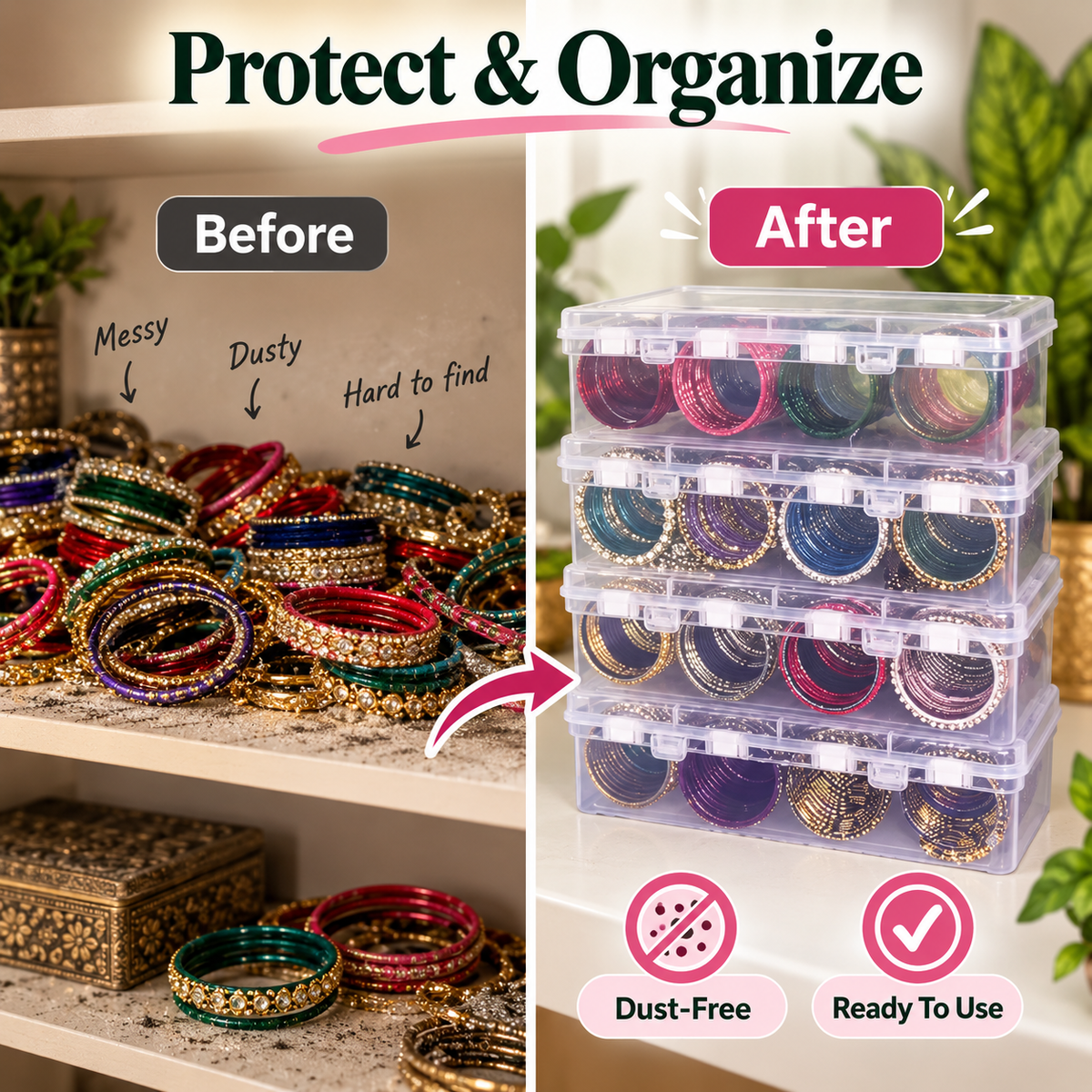 Portable bangles Organizer Grid Box
