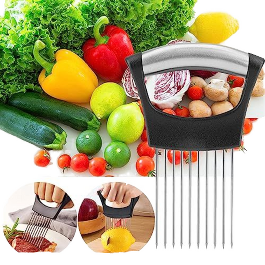 Onion Holder Slicer Slicing Tomato Potato Tool Stainless Steel Onion Cutter