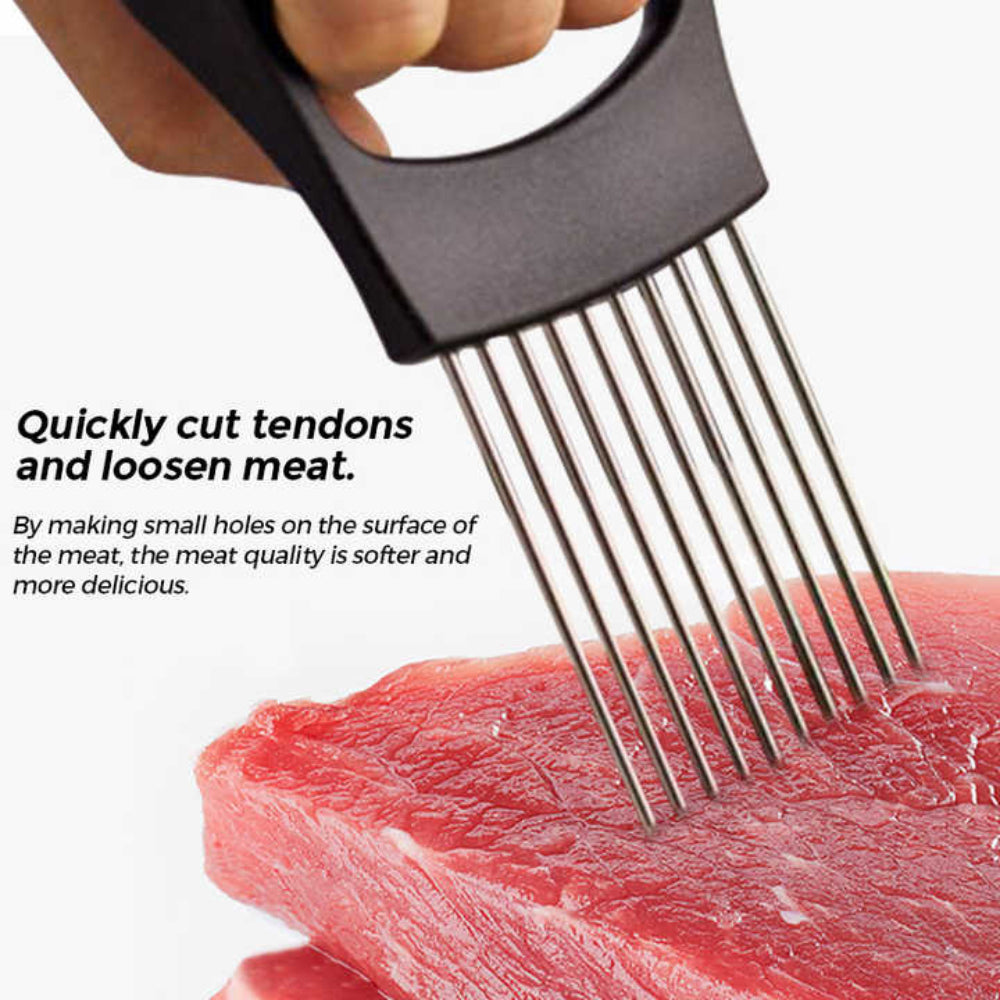 Onion Holder Slicer Slicing Tomato Potato Tool Stainless Steel Onion Cutter