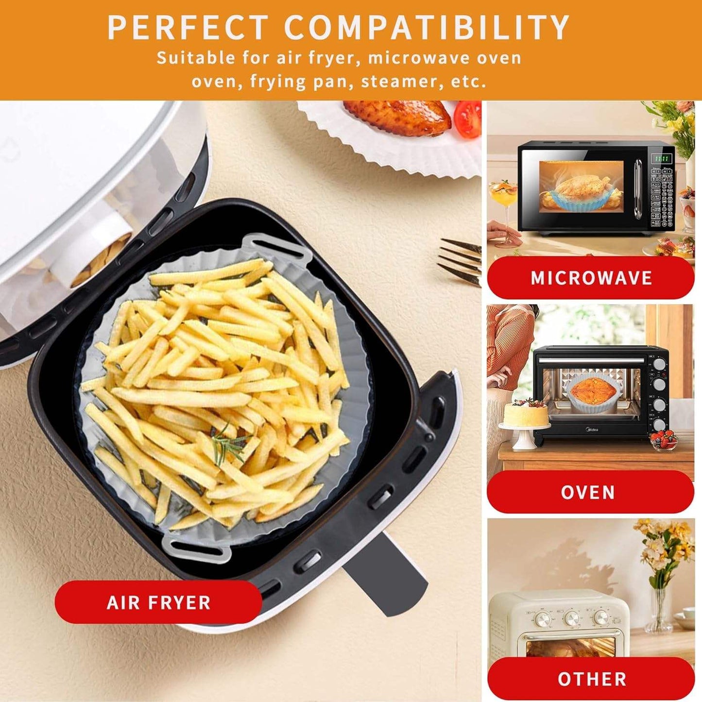 Non-stick Heat Resistant Round Air Fryer Silicone Liners