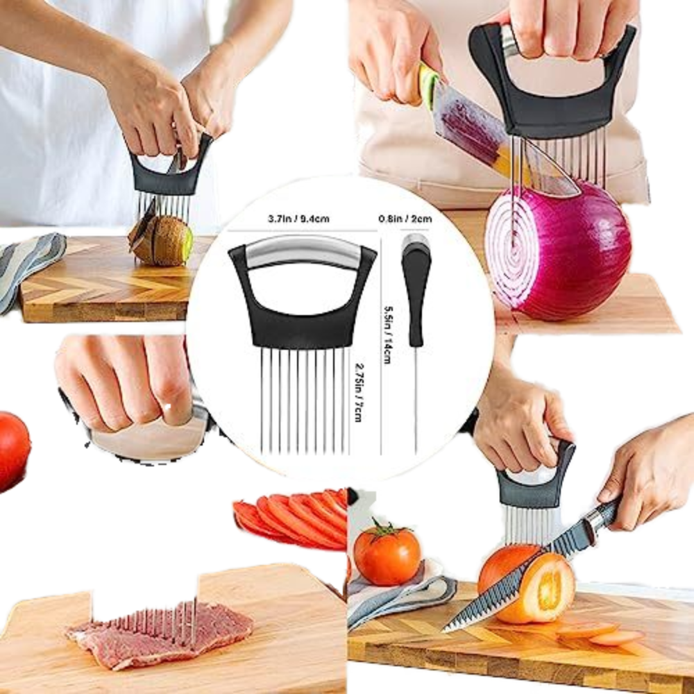 Onion Holder Slicer Slicing Tomato Potato Tool Stainless Steel Onion Cutter