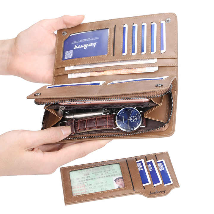 Men's Large Capacity PU Leather Mobile Phone Wallet