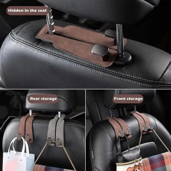 Car Headrest Organizer Premium Leather Hook