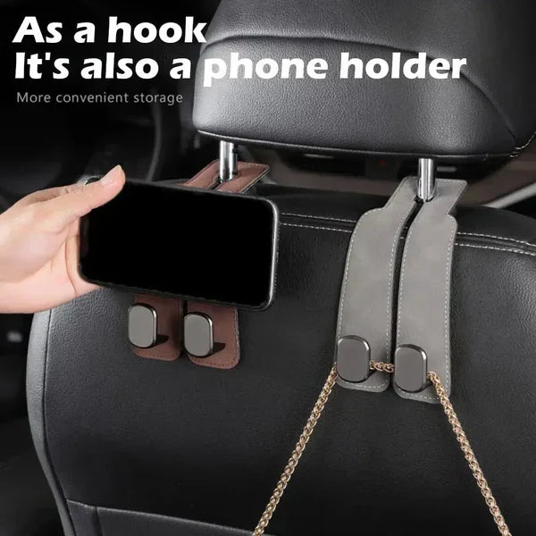 Car Headrest Organizer Premium Leather Hook