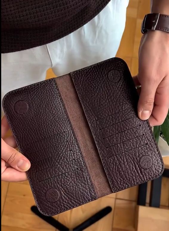 Handmade Bifold Leather Phone Wallet With Magnets