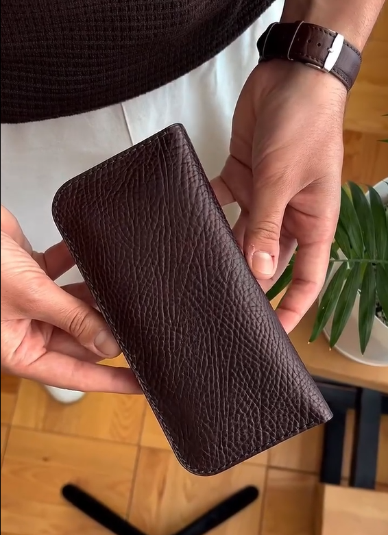 Handmade Bifold Leather Phone Wallet With Magnets