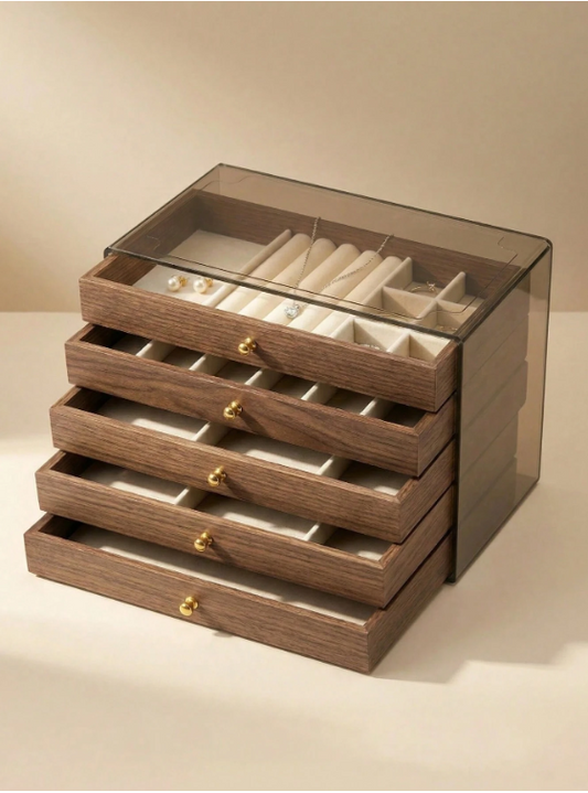 Luxury Wooden Jewelry Box With 5 Drawers