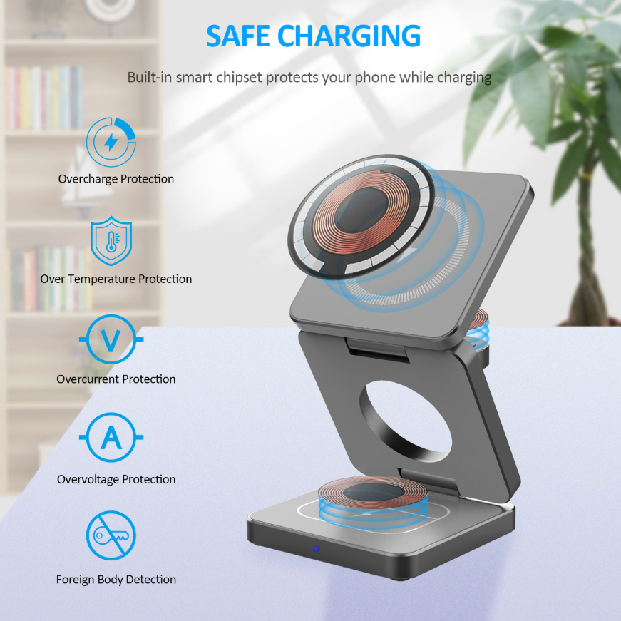 3 in 1 Foldable Magnetic Magsafe Wireless Charging Station