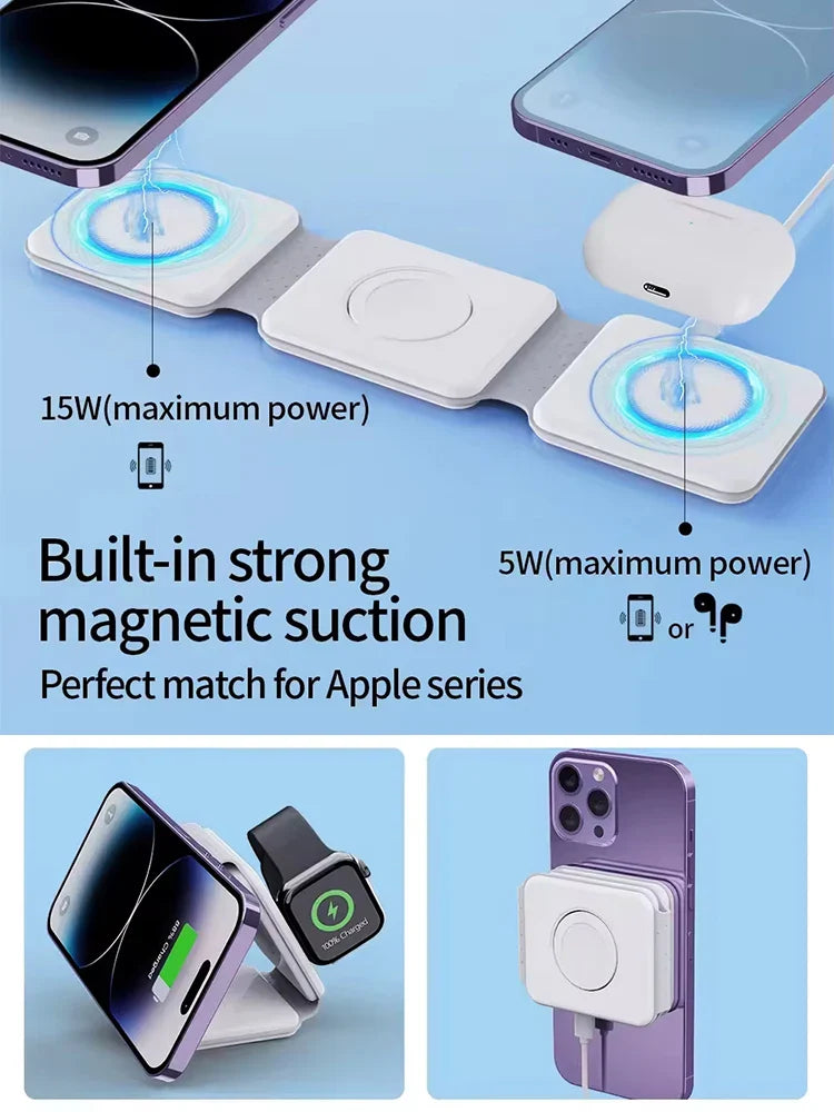 3 in 1 Foldable Magnetic Magsafe Wireless Charging Station