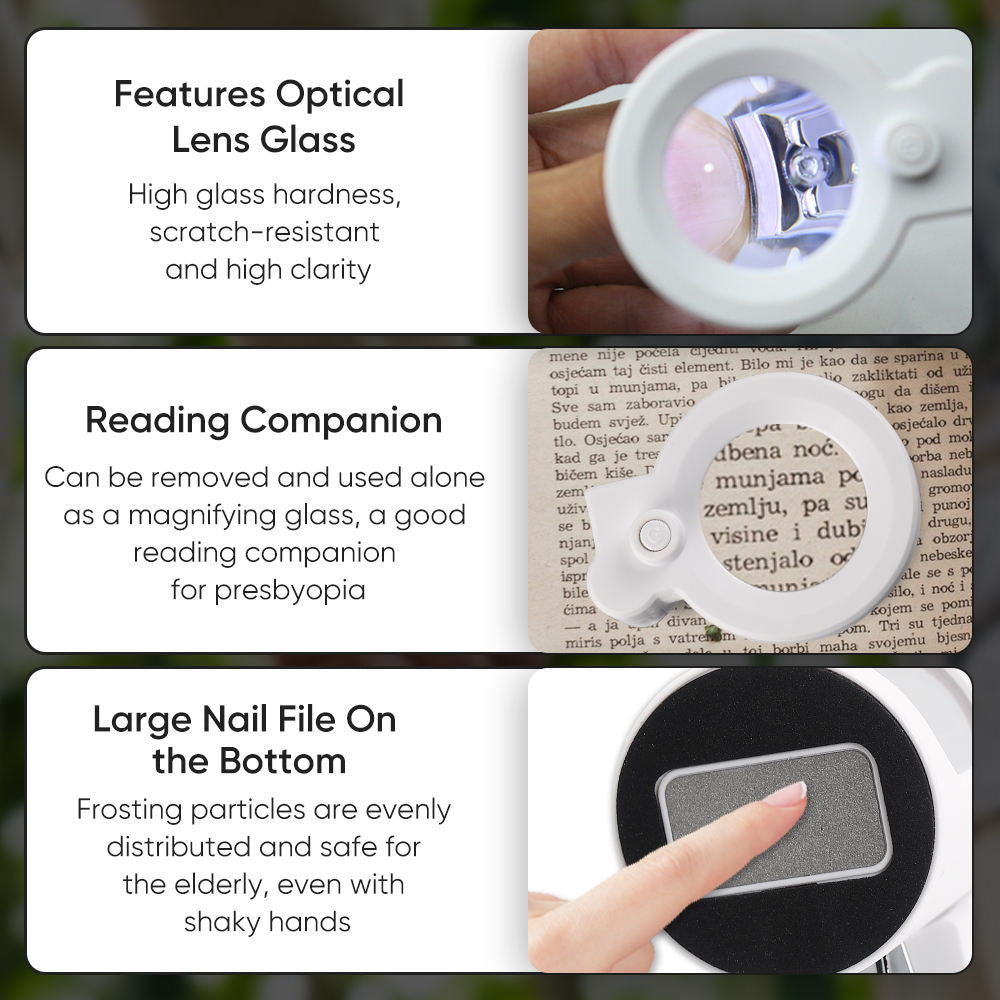 Portable Nail Clipper with Magnifying Glass and LED Light