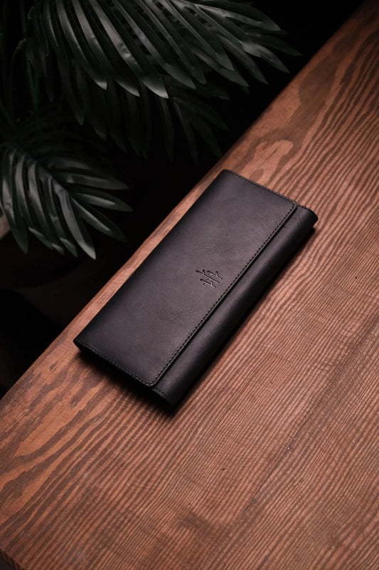 Handmade leather phone wallet
